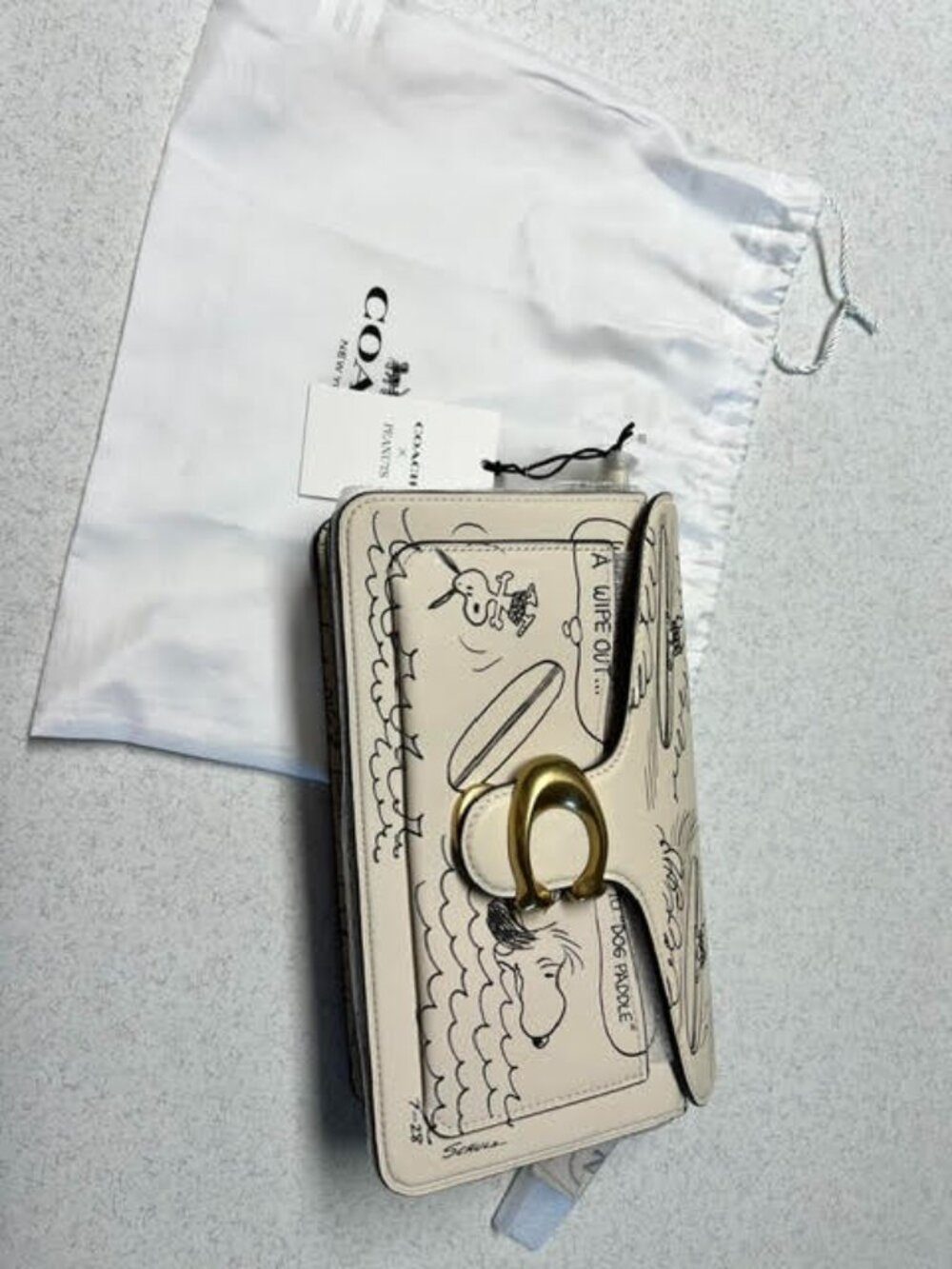 COACH x PEANUTS Tabby Shoulder Bag 26 Newspaper Print CCB04